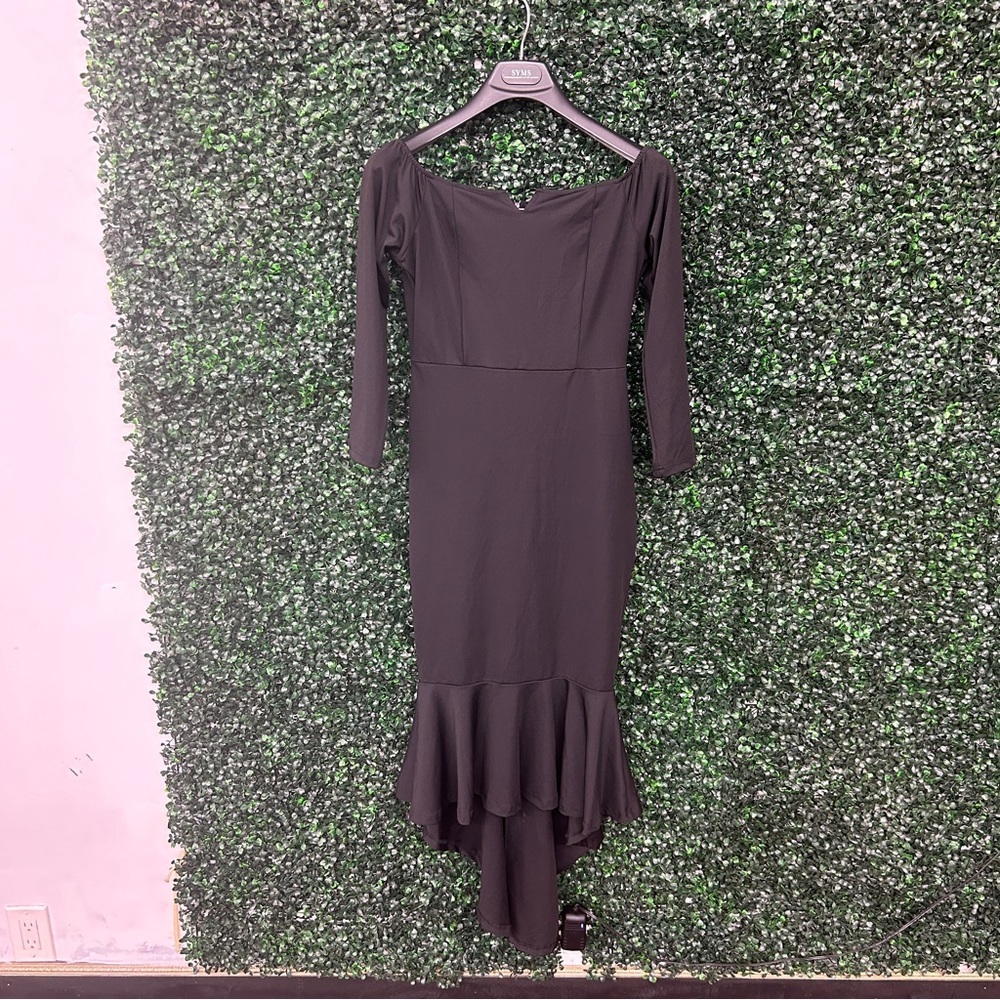 SHEIN Elegant Black Off-Shoulder Dress